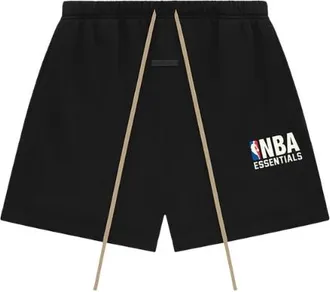 Fear of God Korte Broeken, Heren, Zwart, L, Katoen, Essentials x NBA Sweatshorts