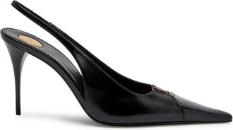 Saint Laurent Babylone 90 Leather Slingback Pumps - Black