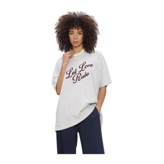 Catwalk Junkie Tops, Dames, Grijs, XS, Katoen, Oversized Grafisch T-shirt