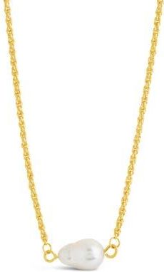 Sterling Forever Elyse Freshwater Pearl Pendant Necklace in Gold at Nordstrom Rack