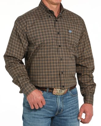 Cinch Classic Print Button Down Shirt In Black