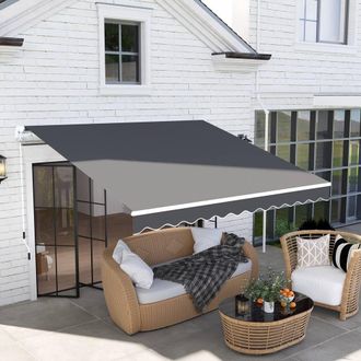 OUTSUNNY 2.95 x 2.5m Canopy Sun Shade Shelter with Crank Handle, Dark Grey