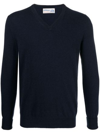 Ballantyne V-neck cashmere jumper - Blue