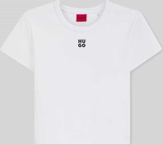 HUGO BOSS Slim Fit T-Shirt aus Baumwoll-Mix Modell DELANOR in Offwhite, Gr&ouml;&szlig;e XL