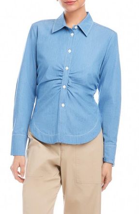 Fifteen Twenty Norlyn Gathered Button-Up Chambray Shirt at Nordstrom, Size X-Small