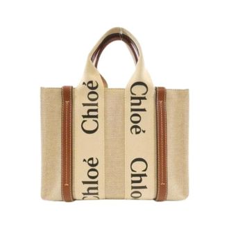 Chlo&eacute; Pre-owned Woody Cotton Small Tote Bag - Pre-owned - Mujer - Beige - ONE SIZE