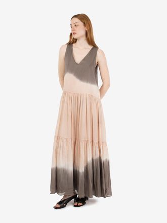 Roberto Collina Abito lungo tie-dye nude / fango