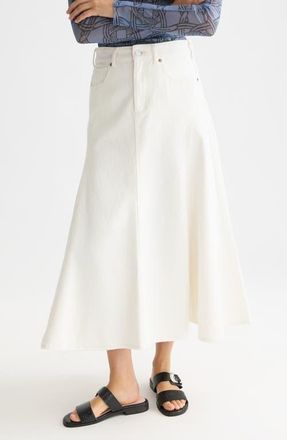 Scotch & Soda Nonstretch Denim Maxi Skirt in Stardust White at Nordstrom, Size Large