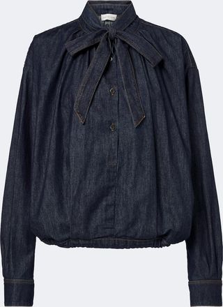 Dries Van Noten Blusa de denim con pa&ntilde;uelo