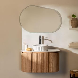 Sklum Conjunto De Mueble De Ba&ntilde;o Suspendido 90x50 Cm En Madera Carsone Sklum