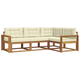 vidaXL Conjunto De Sof&aacute;s De Exterior Con Coj&iacute;n 4 Pcs Natural Y Crema Vidaxl