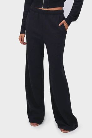 Good American Brushed Fleece Wide Leg Pant In Black