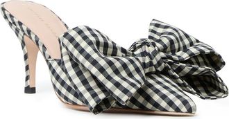Loeffler Randall Margot Bow Silk Mule in Black/White Gingham at Nordstrom Rack, Size 10.5