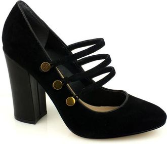 Guess Tacco Grosso Camoscio 3 Fasce - Dames - Pumps - Zwart - 35 EU - Leer - Schoenen