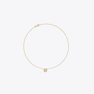 Tory Burch Womens Icon Pavé Pendant Necklace in Gold, One Size