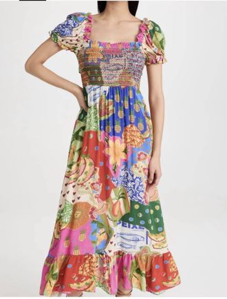 Farm Rio Sunny Mix Midi Dress In Multi