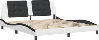 vidaXL Vidaxl - Estructura De Cama Con Cabecero Cuero Sint&eacute;tico Blanco Y Negro