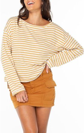 Roxy Good Vibes Stripe Top in Curry at Nordstrom, Size X-Small