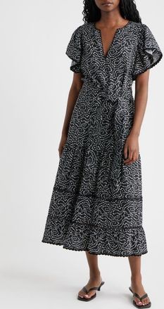 Rails Gia Floral Flounce Sleeve Tiered Midi Dress in Mini Chain Daisies at Nordstrom, Size Xx-Small