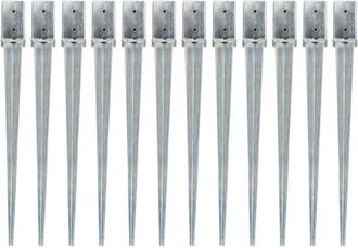 vidaXL Vidaxl - Picas De Tierra 12 Uds Acero Galvanizado Plateado 8x8x91 Cm