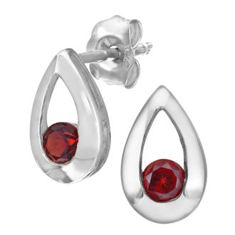 Diamant L'&eacute;ternel Womens 9ct White Gold 0.35ct Garnet Tear Drop Earring - One Size