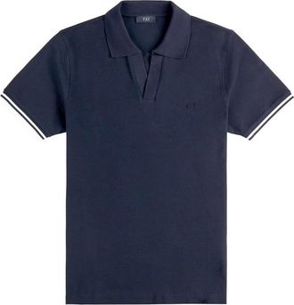 Fay Polo Shirt In Dark Blue Piquet Cotton