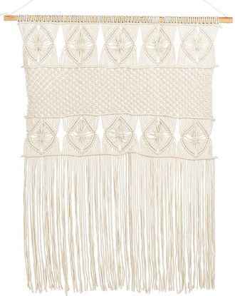 Beliani Beliani - Decoraci&oacute;n De Pared De Algod&oacute;n Beige Claro 84 X 99 Cm Macram&eacute; Lahri