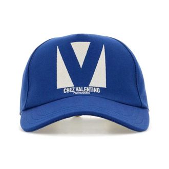 Valentino Garavani Chez Katoen Pet - Heren - Petten - Blauw - 58 CM - Katoen - Accessoires