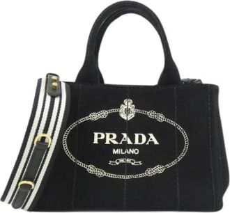 Prada Pre-owned Canapa Tote Bag - Dames - Vintage Shopper - Zwart - ONE Size - Vintage