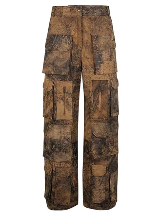 FERMAS Womens Leather Cargo Trousers