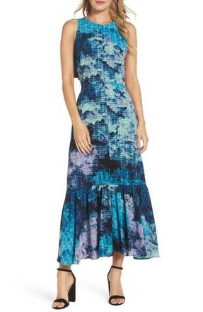 Maggy London Print Maxi Dress in Ocean at Nordstrom Rack, Size 14