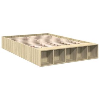 Berkfield Home Modern Bed Frame without Mattress Sonoma Oak 120x190 cm Small Double in Light Tan