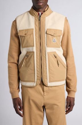 Moncler Karakai Mixed Media Down Vest in Golden Sand at Nordstrom, Size 4