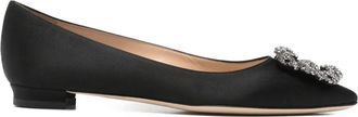 Manolo Blahnik Hangisiflat verfraaide pumps - Zwart