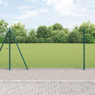 Berkfield Home Welded Wire Fence with 13 Flanged Posts Green 1.2x25 m Steel