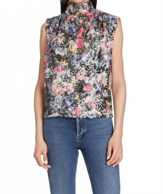 Amanda Uprichard Middleton Sequin Sleeveless Top In Night Garden Floral