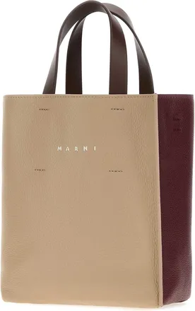 Marni Womens Museo Top Handle Bag Beige Body Calf Leather