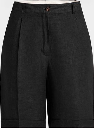 Kiton Pleated Linen Bermuda Shorts