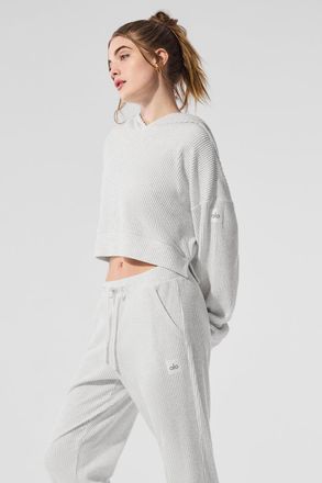 Alo | Muse Hoodie in White Heather, Size: Medium