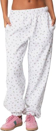 Edikted Floral Oversize Sweatpants in Cream at Nordstrom, Size X-Large