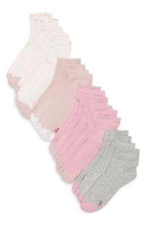 Lucky Brand 10-Pack Quarter Socks in Ivory/Pink/Grey at Nordstrom Rack, Size 9/11