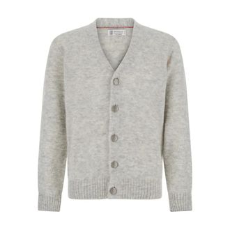 Brunello Cucinelli C&aacute;rdigan de cuello en V de alpaca y cachemir - Knitwear - Hombre - Gris - XL