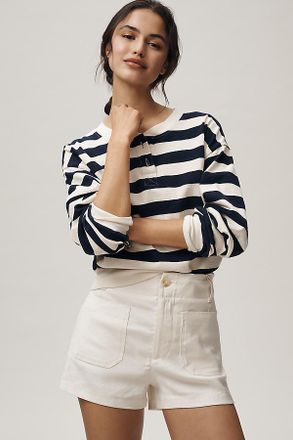 Maeve Colette European Linen Stretch High-Rise Shorts