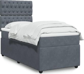 vidaXL Giroletto A Molle Con Materasso Grigio Scuro 80x200 Cm Velluto - Vidaxl
