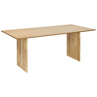 Beliani Beliani - Mesa De Comedor Rectangular Con Tablero Chapado Acabado Natural Patas De Madera Maciza 180 X 90 Cm Madera De Fresno Natural Moora