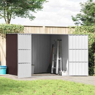 Berkfield Home Garden Shed Brown 195x198x159 cm Galvanised Steel | Size: 195 x 198 x 159 cm