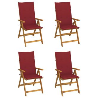 vidaXL Vidaxl - Sillas De Jard&iacute;n Reclinables 4 Uds Madera Maciza Acacia Cojines