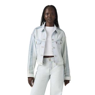 Levi's Dames Gestreepte Katoenen Denim Trucker Jacket (Blauw)