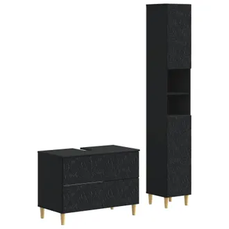 vidaXL Juego De Gabinete De Ba&ntilde;o De 2 Piezas Delft Negro Vidaxl