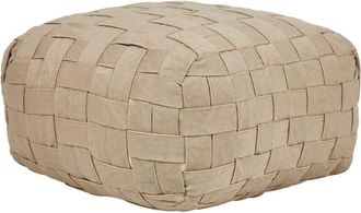 Beliani Beliani - Outdoor Hand Woven Pouffe Ottoman Synthetic Material Garden Accessories 50 x 50 cm Beige Bodla
